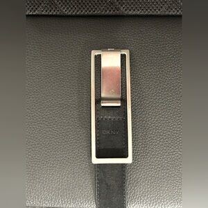 Black DKNY BELT with Silver Buckle and DKNY ENGRAVED LETTER Size L
